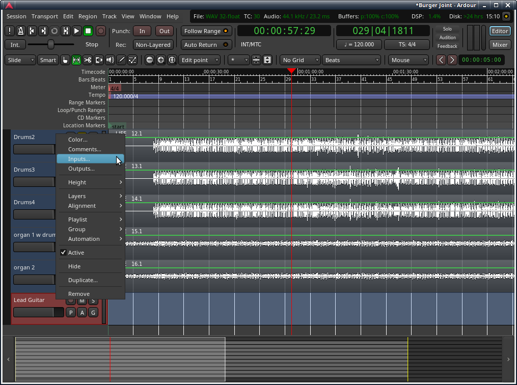 Scarlett 2i2 - Ardour - rick click track